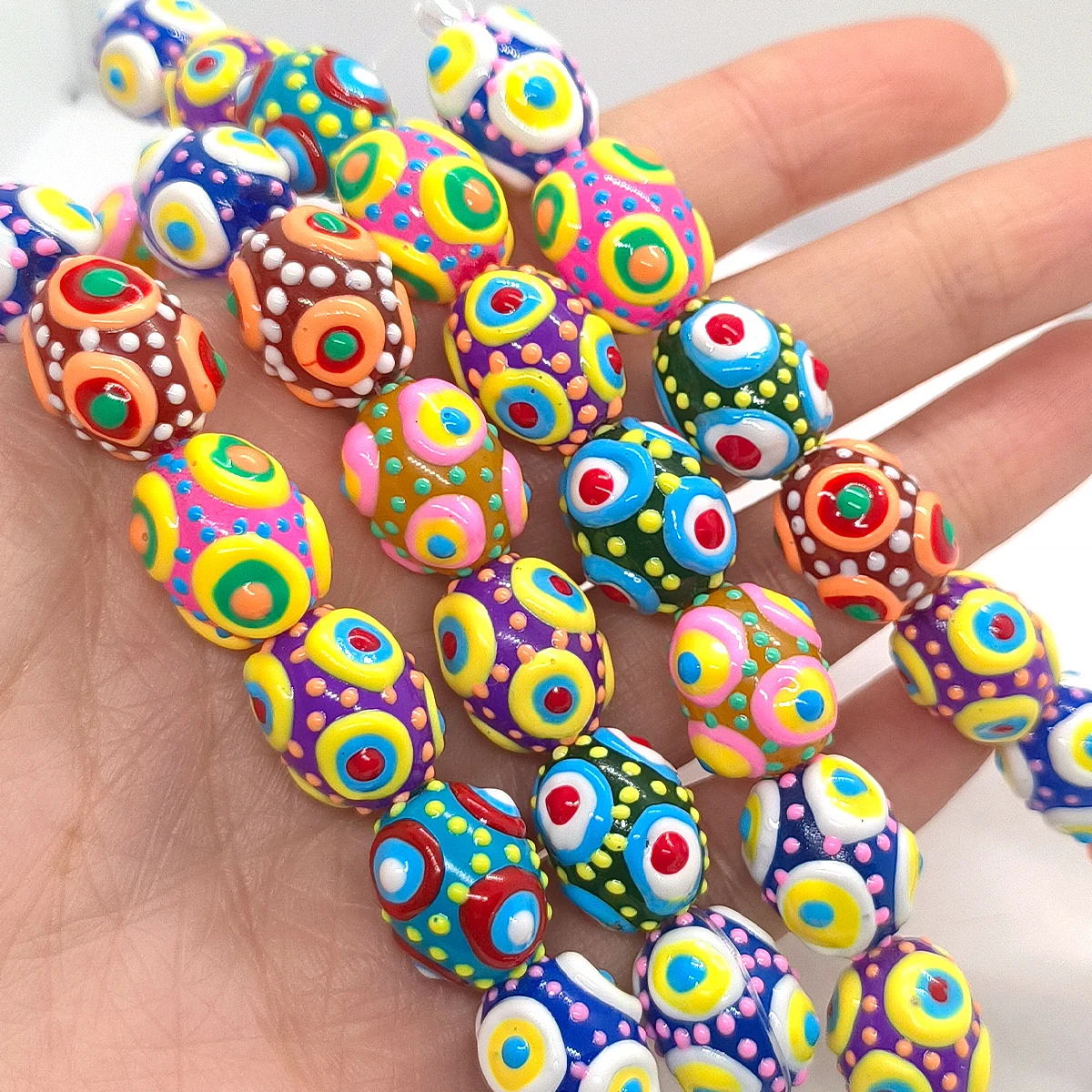4 Stück/8 Stück 15 mm Vintage mehrfarbige eiförmige Lampwork-Glasperlen DIY Armbänder Ohrringe Halskette Geschenke Zubehör