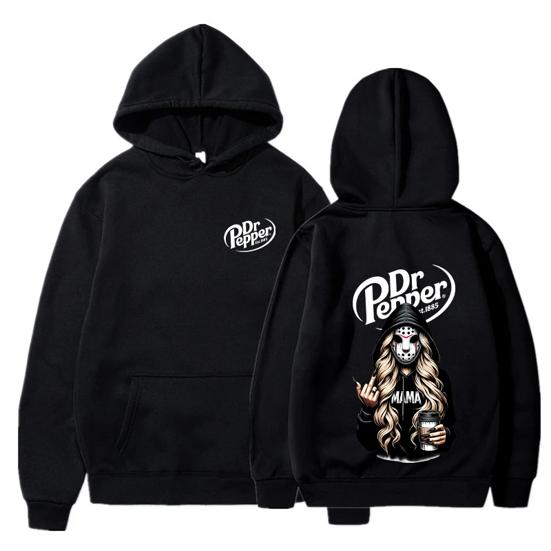 Killer Mama Dr Pepper Halloween Harajuku Print Men's and Women's Casual Fashion Hooded Long-Sleeved Sweatshirt Street Tops