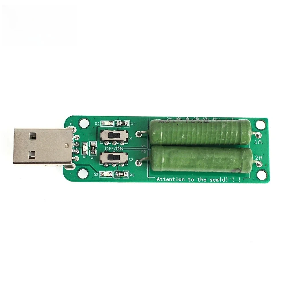 Elektronischer USB-Lasttester, einstellbare DC-Widerstandslast mit 2 Schaltern, einstellbarer Strom, 5 V, 1 A/2 A/3 A, Batterieladegerät-Tests