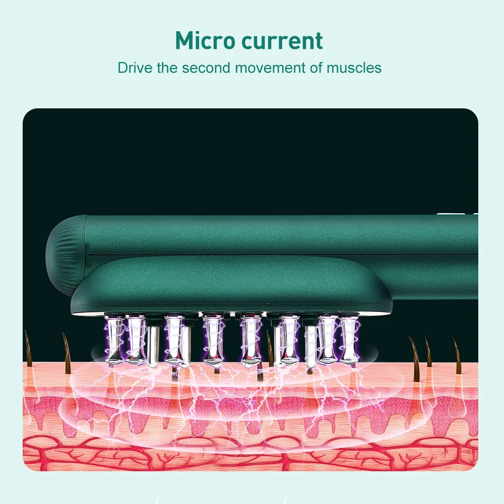 Sisir rambut listrik Laser RF LED sinar biru merah terapi EMS merangsang sikat penumbuh rambut antirontok untuk sisir pijat kulit kepala wanita