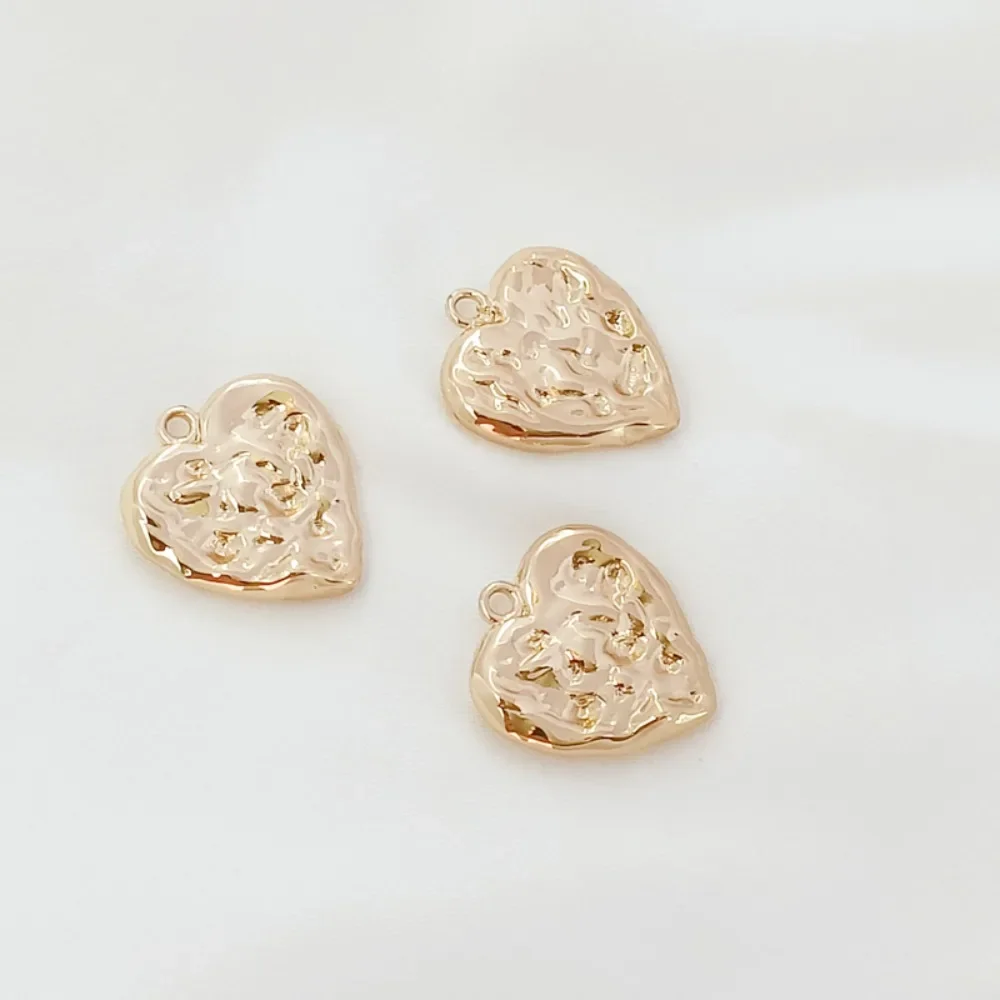 

14K Gold-plated Solid Irregular Heart Pendant, Handcrafted DIY Bracelet, Pendant, Earrings, Accessories