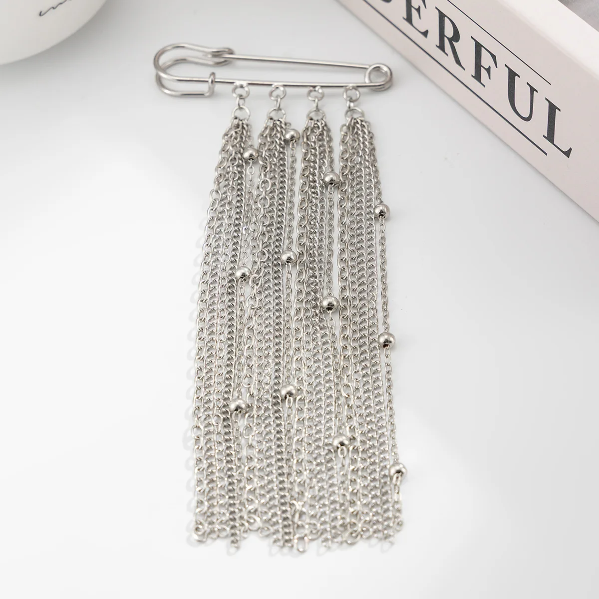 Accessory Personalized Suit Anti-Flash Bead Necklace Pin Hanging Ornament Ins Waterproof Crystal Tassel Chain Brooch image 4