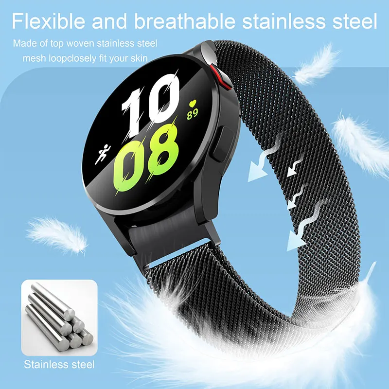 20MM Milanese Watch สำหรับ Galaxy Watch 4สาย40mm 44mm 4 CLASSIC 42/46mm โลหะ Correa สำหรับ Samsung Galaxy Watch 5 Pro 45mm