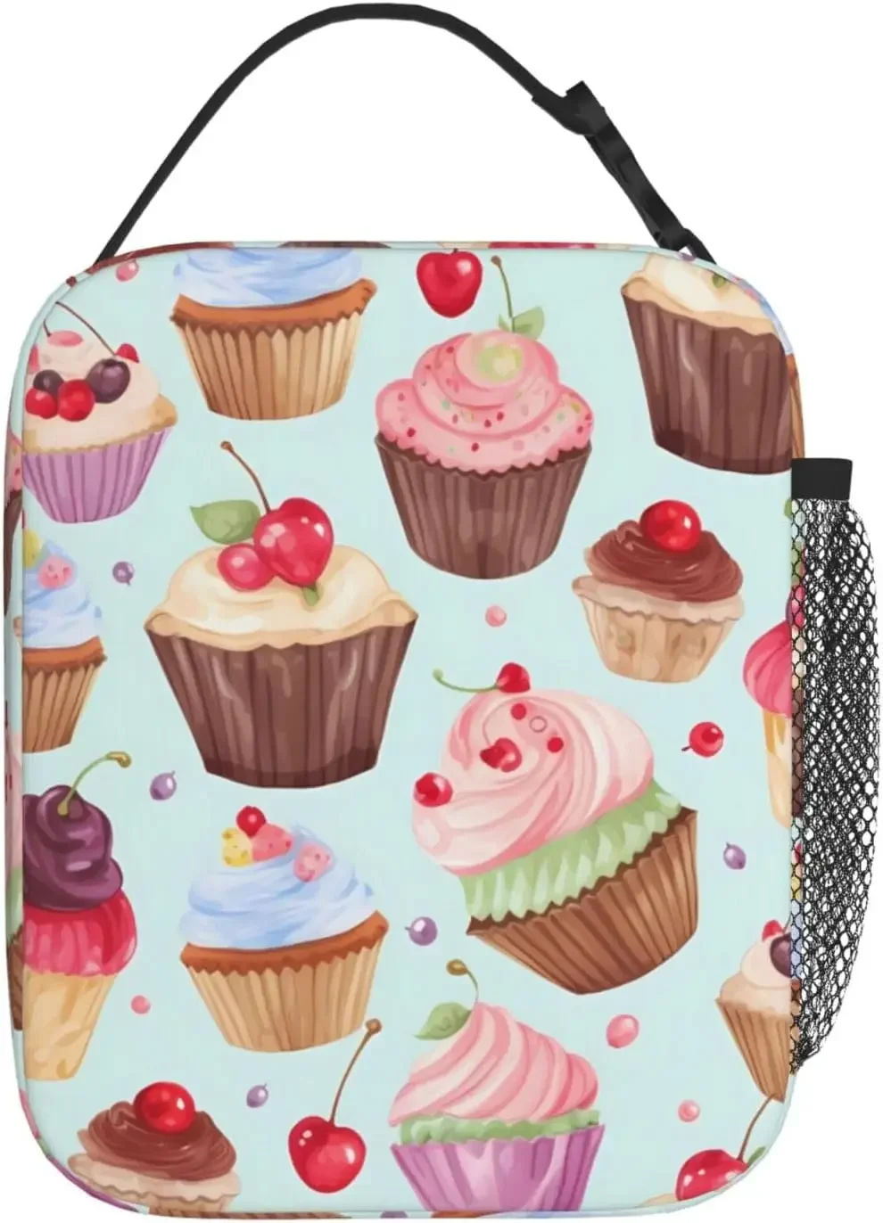 Kururi Cupcake Insulated Lunch Bag for Women Men Waterproof Lunch Tote Reusable Lunch Cooler Bag For Work Office Picnic Travel