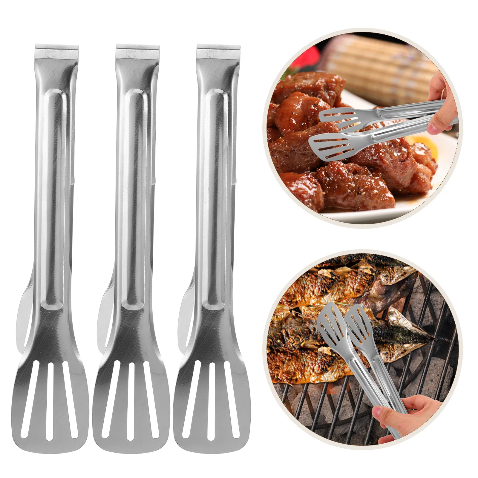 

5Pcs Stainless Steel Food Tongs Kitchen Barbecue Clamps Multi-Purpose Cooking Tongs Long Handle Bbq Serving Tools