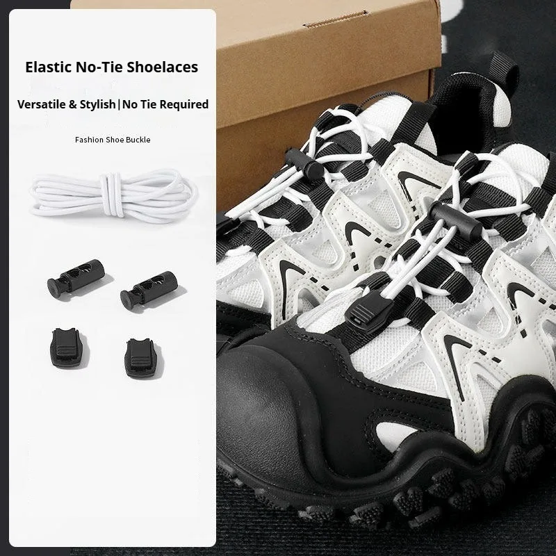 1 Pair White Elastic No Tie Shoelaces with Quick Release Buckle Lazy Tieless Sneaker Laces for Adults Kids Shoe Accessories