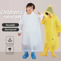 Solid Color Kids Raincoat Outdoor Waterproof Children Rain Poncho EVA Hoodie Rainwear Student Rain Coat Folding Kids Rain Coat