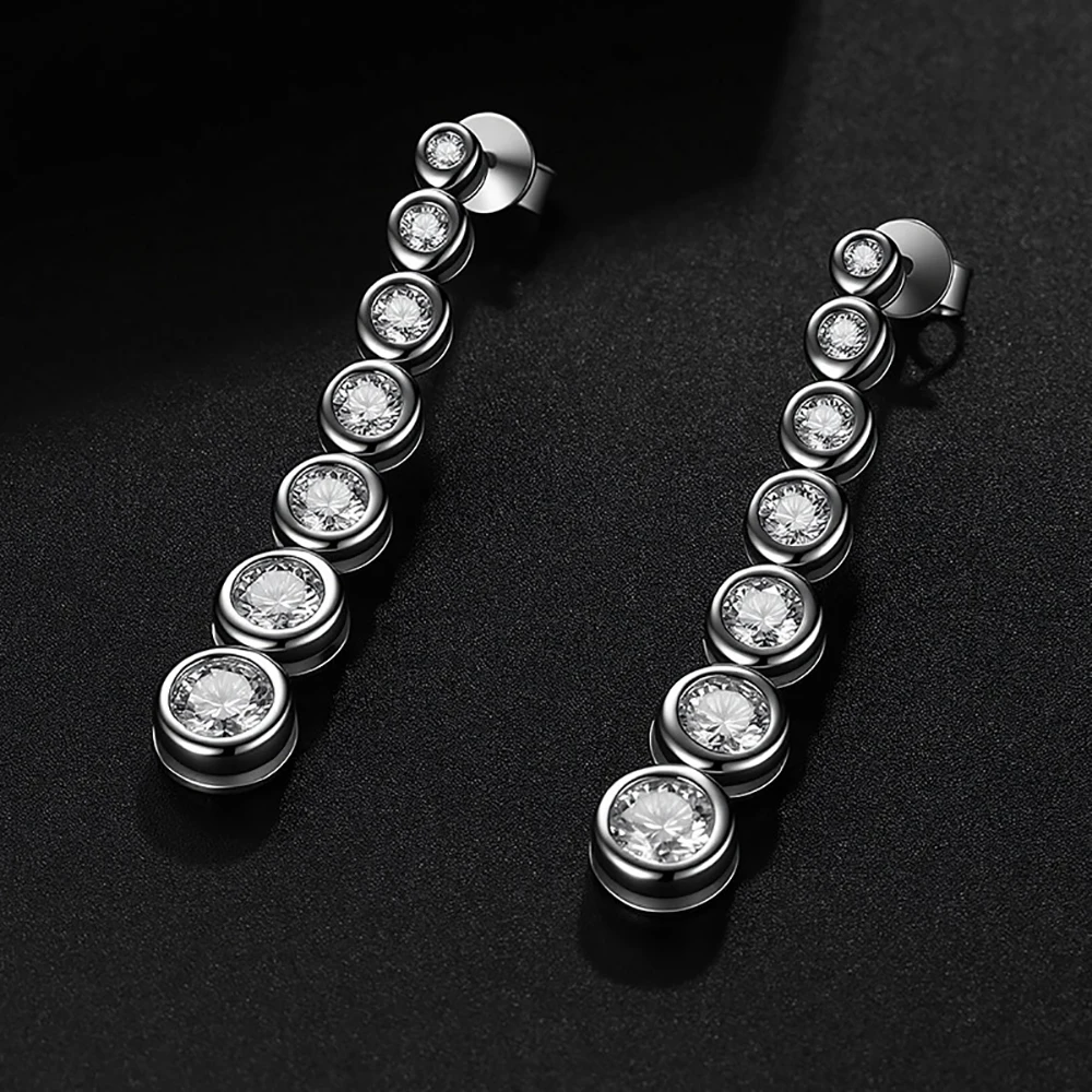 Serenity Full Moissanite Earrings Women Gift Sparkling D Color Lab Diamond Bubble Stud Ear S925 Sterling Silver Earrings Jewelry
