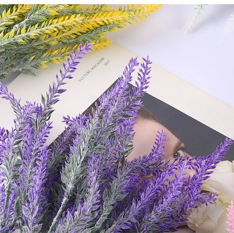 Lila künstliche Lavendelblüten, Blumenstrauß, künstliche Pflanze für Heimdekoration, Garten, Weihnachten, Hochzeit, Dekoration, Vasenzubehör für den Innenbereich – Detail 16