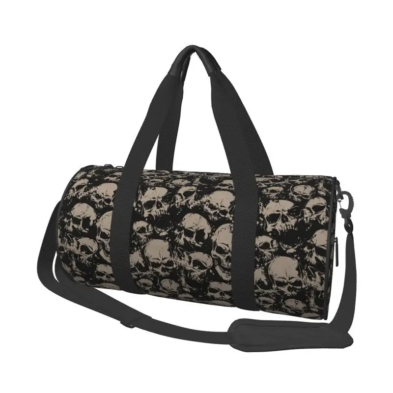 

Retro Grunge Skulls Print Travel Duffel Bags Unisex Foldable Waterproof Carry on Luggage Bag Lightweight Yoga Gym Sports Bag