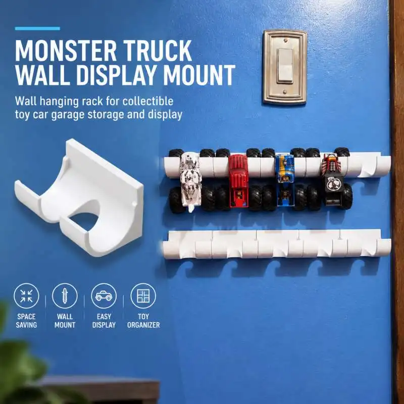 Wall Display Mount Bracket For Monster Truck Model Toy Car Garage Wall Hanging Show Rack Collectible Holder