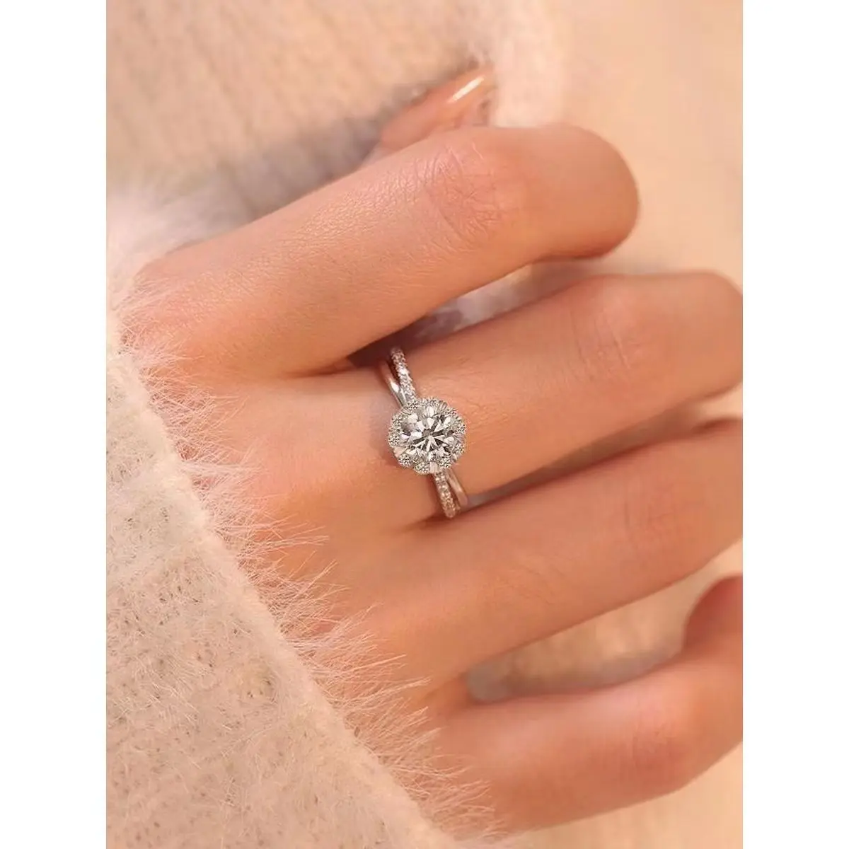 Vintage Luxury Ring 1ct Moissanite Women's PT950 Platinum - Oxidation-resistant structure, secure setting for long-lasting shine