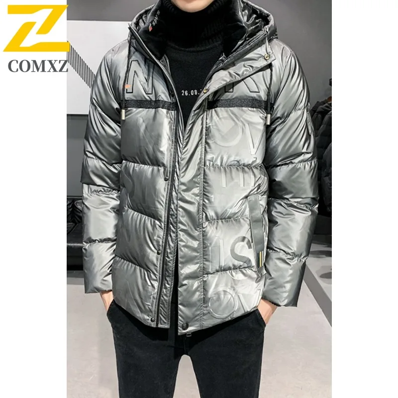 

COMXZ Мужская стеганая куртка Классическая легкая куртка с капюшоном для кемпинга Снежная активность Пальто Parker Ветрозащитная зимняя подкладка