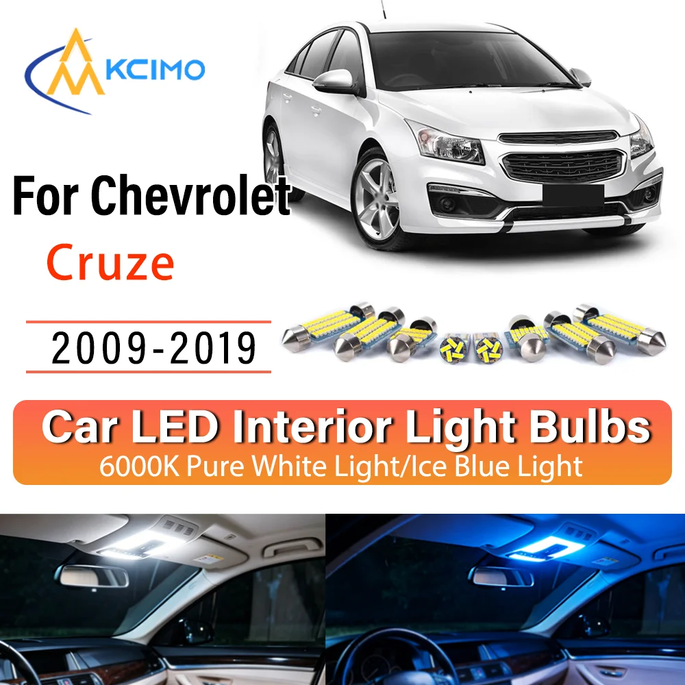 Kit d'éclairage intérieur LED à lueur persistante Plug & Play pour Chevrolet Cruze 2009-2019 – Remplacement des lampes de dôme, de lecture, de coffre et de habitacle – Amélioration