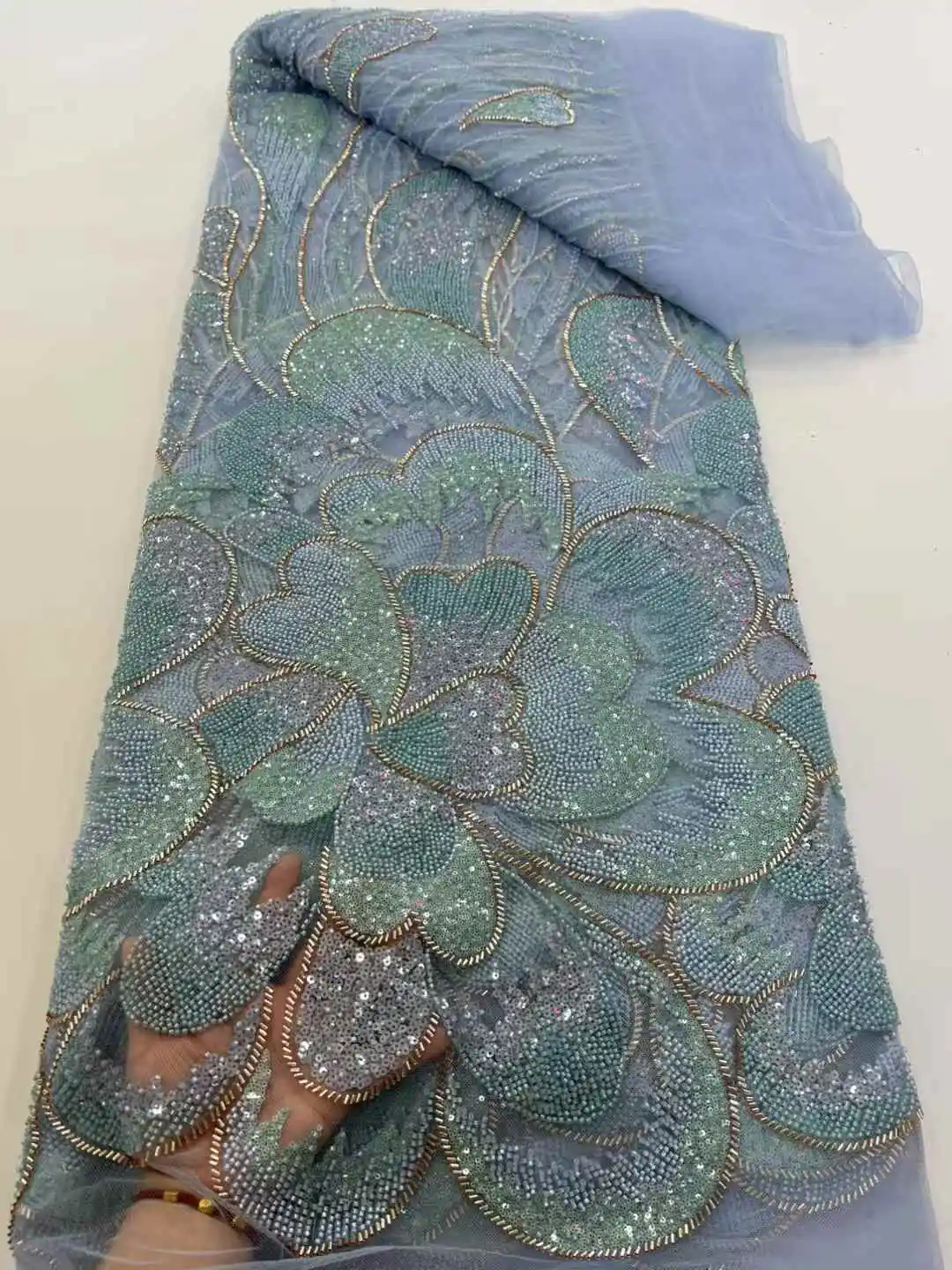 Африканское нигерийское французское сетчатое кружево с бисером и блестками, высокое качество, 2021, кружево с вышивкой и блестками, кружево для свадебных платьев для женщин