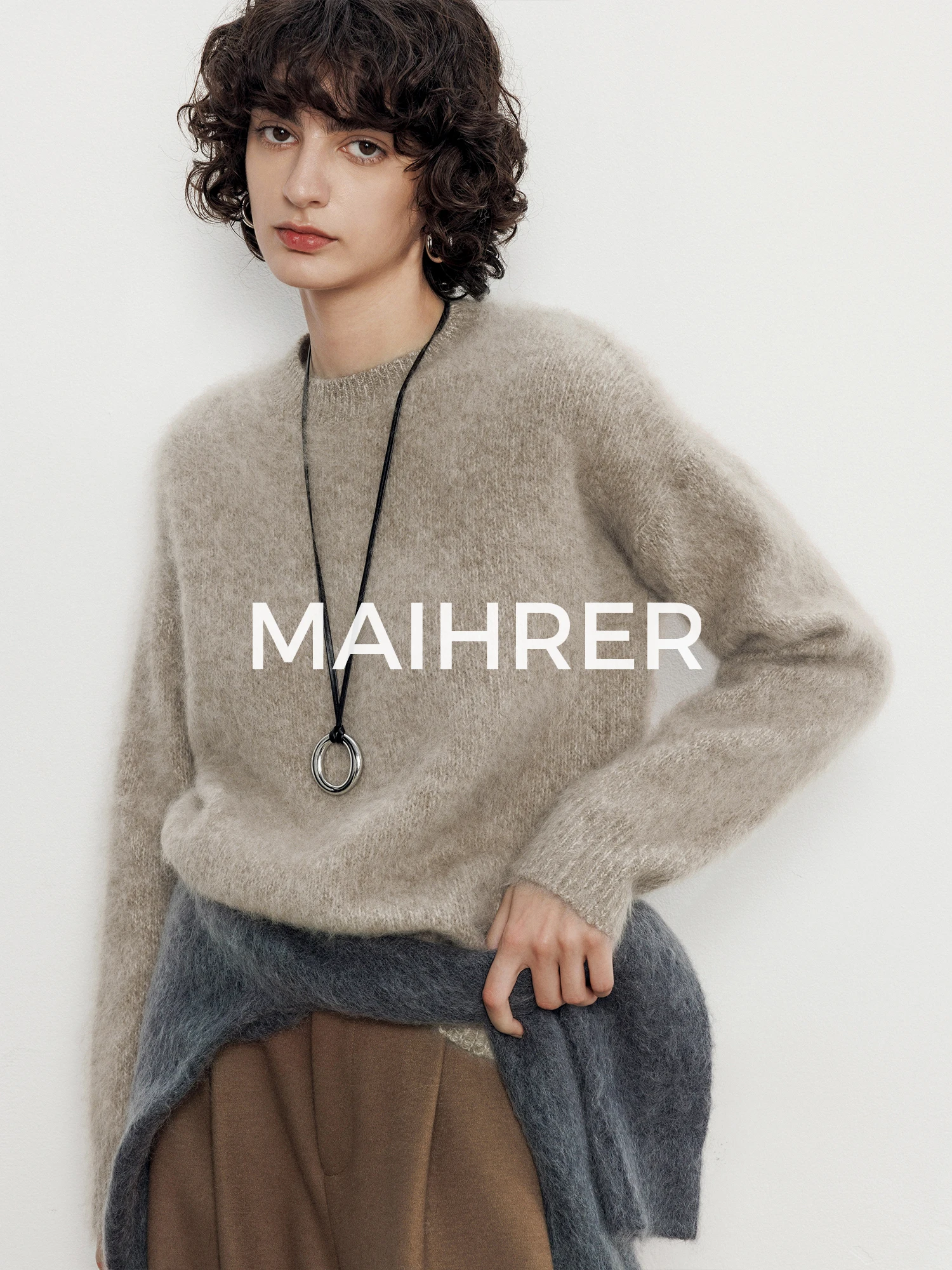 

Maiherer Women's Casual Woolen Knitted Sweater round Ne Loose Fit Long Sve Warm Autumn Winter Inner Wear Top