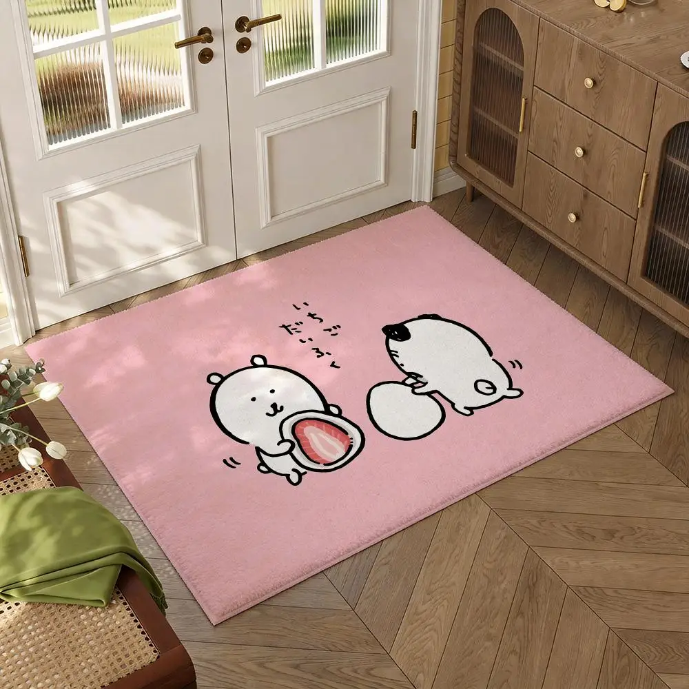 Cute Bear Character N-Nagano Bears Floor Mat Soft Thickened Flannel Door Mat Non-Slip Living Room Rug Home Decor