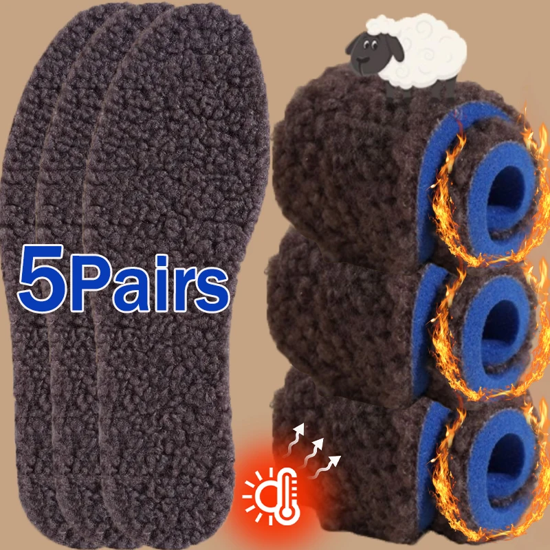 

1/5pairs Winter Warm Alpaca Wool Shoes Insoles Soft Thermal Thicken Shoes Pads Prevent Cold and Odor Shock Absorption Shoe Pads