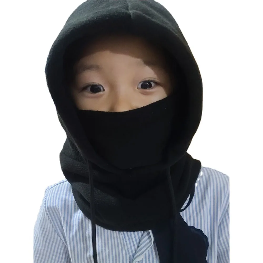 Fleece Winter Children Balaclava Hat for Boys Girls Windproof Hat with Scarf Warm Kids Hood Hat