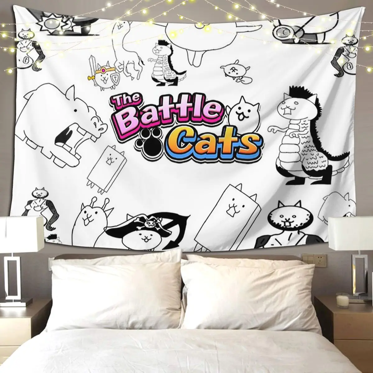 

Battle Cats Mobile Games Tapestry Hippie Wall Hanging Aesthetic Home Decoration Tapestries for Living Room Bedroom Dorm Room