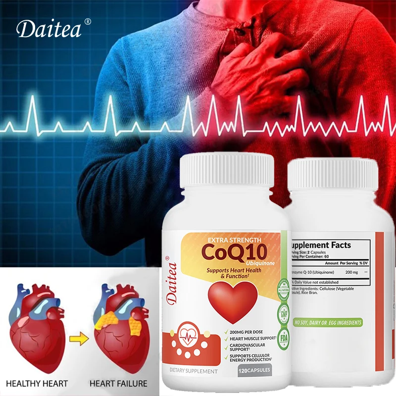 Highly Absorbable Coenzyme Q10 Supplement - Cardiovascular Protection, Supports Balanced Blood Pressure, Heart and Brain Health