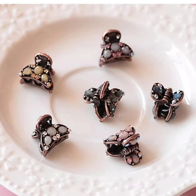 Korean headwear and hair accessories mini size retro rhinestone clip, edge clip, bangs clip, top clip, hair clip, hair clip