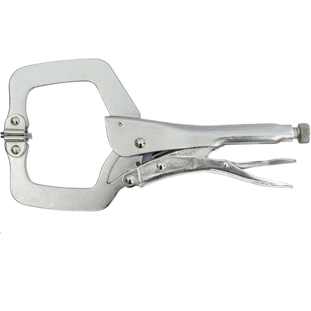 MacWork 11 inch Heavy Duty Locking C-Clamp with Swivel Pads Wide Mouth Welding Locking Pliers C-Type Vise Grip Tools