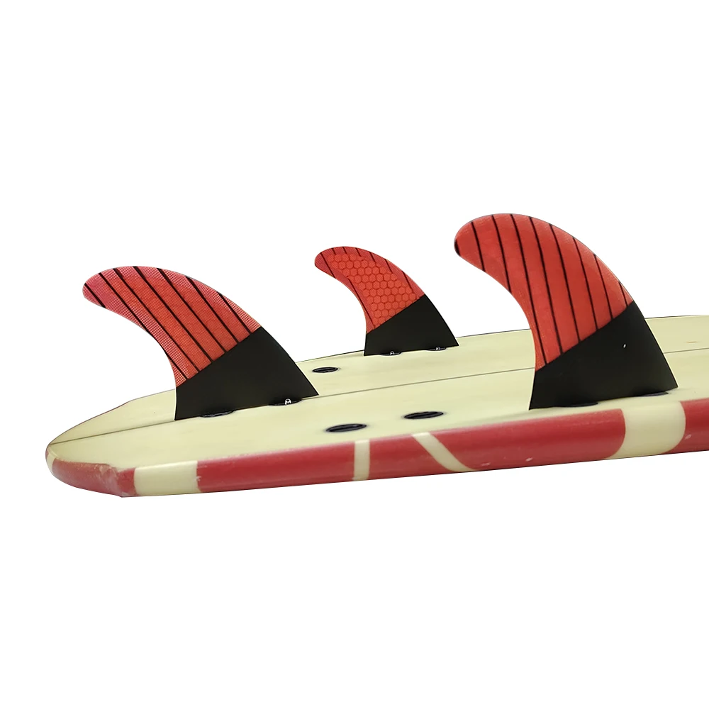 

S/M Tri Fins Double Tabs 1 Fiber Line Surfboard Fins Quilhas Surfing Fins Red Thruster UPSURF FCS Fins For Sup 3 Fins Set