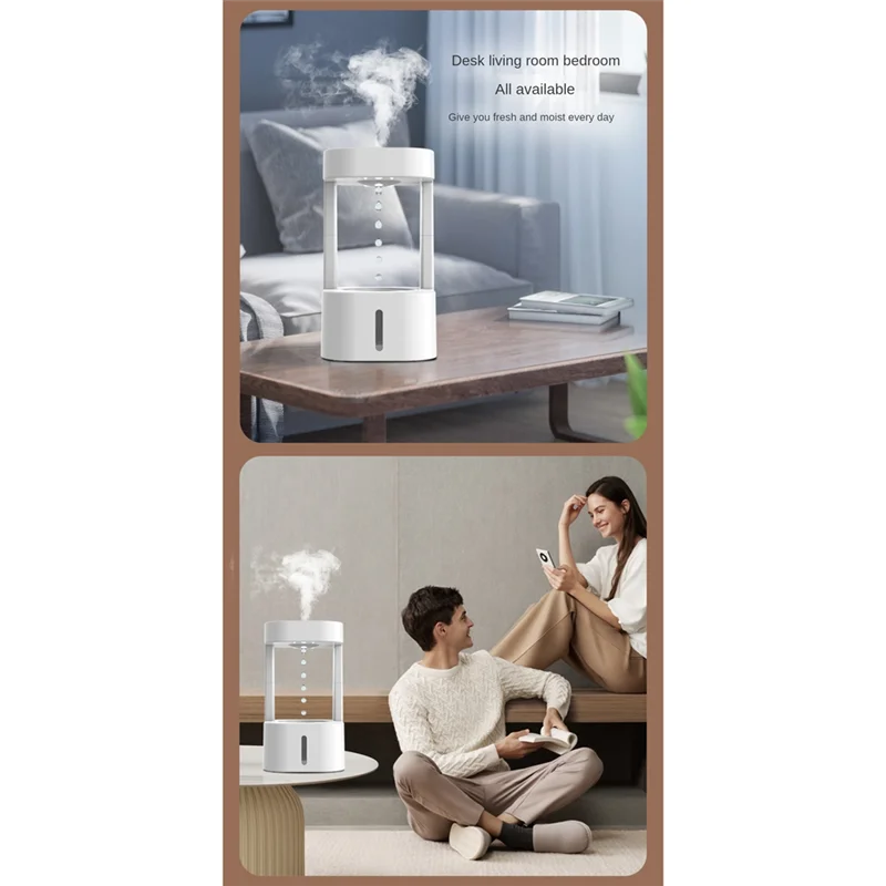 Portable Water Drop USB Humidifier Diffuser 580ML AntiGravity Humidifier Aromatherapy Mist Maker for Bedroom White Light HOT