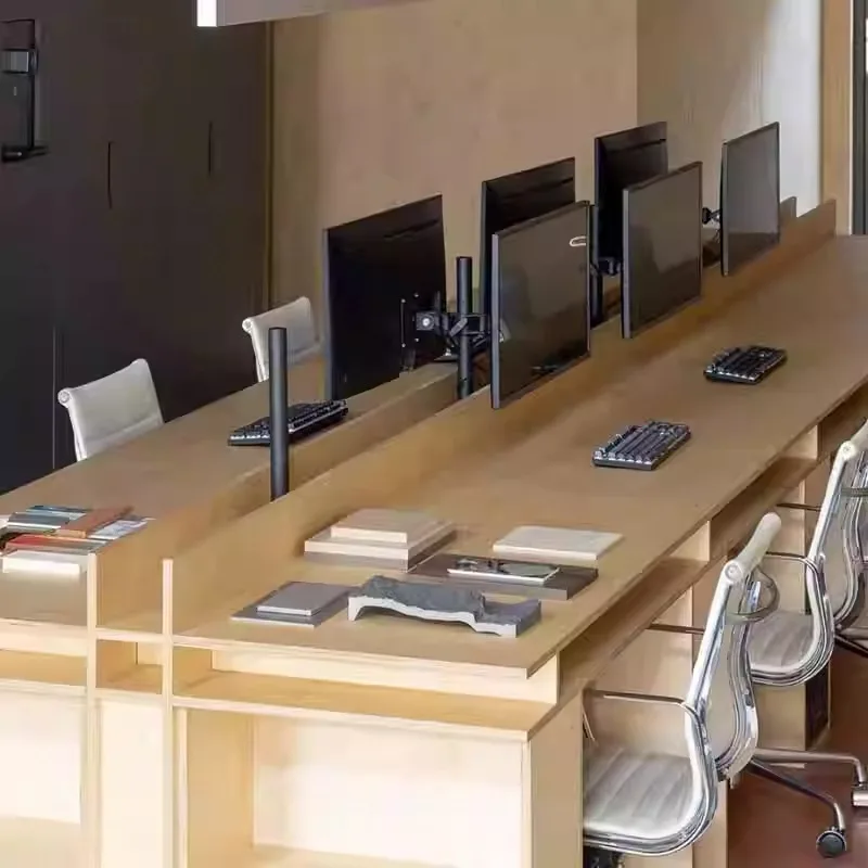 

Modern simple ocean board desk desk solid wood hole table Nakajima table designer workbench birch board table