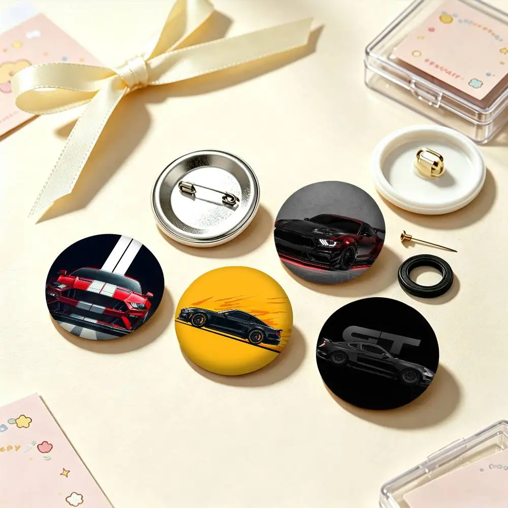 Cool CAR For M-Mustangs G-T 25 32 44 58 75mm Badges Personalized Round Brooches Pins Accessory Gift