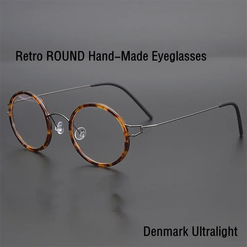 

Denmark Brand Ultra-Light Prescription Round Glasses For Men Myopia Alloy Frame Handmade NO Screw Women Reading Gafas Spectacles