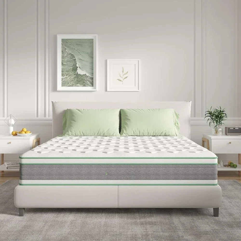 

Queen Mattress 12 Inch Hybrid Mattress in a Box King Size Bed Groove Matress Pressure Relief Mattresses for Sleeping Twin Full