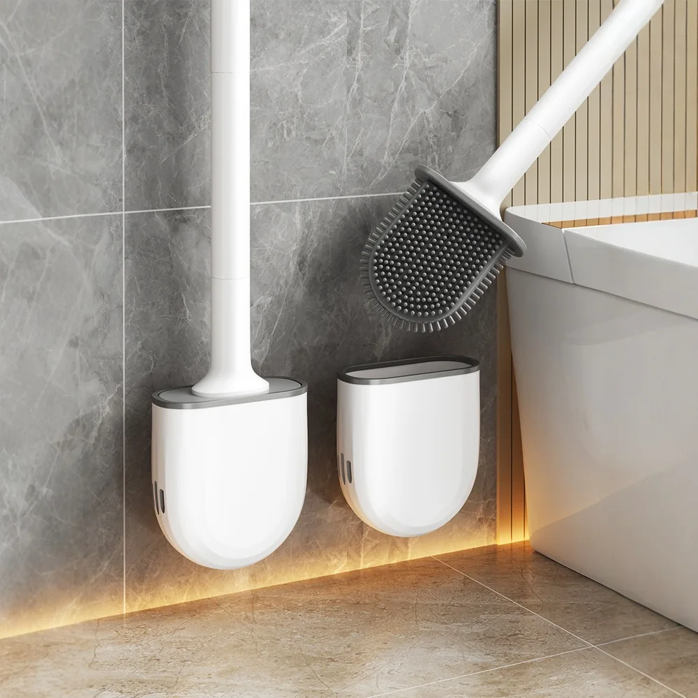 

Силиконовая щетка для унитаза, настенная, для домашней уборки, без мертвых зон, набор для ванной, пластик, без сверления