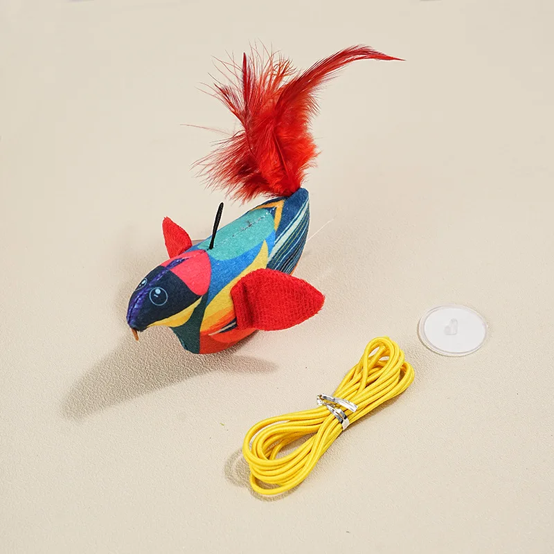 Simulation Realistic Sound Plush Bird Shape Cat Toy Dangle Interactive Toys Feather Teasing Cat Toy Pet Cat Toy Pet Supplies