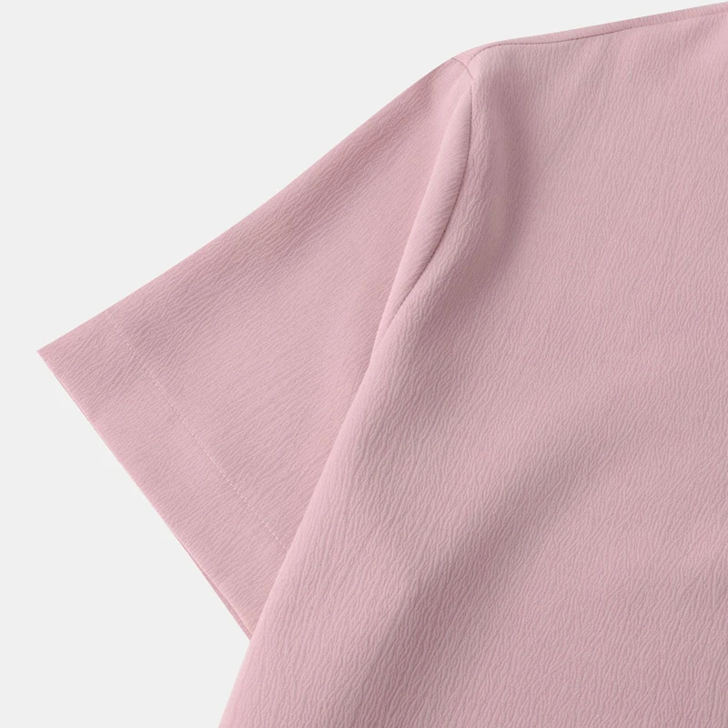 Pink Cotton Linen Henley Shirts 2024 Summer Short Sleeve Half Placket Collar Beach Shirt Men Casual Holiday Vacation Clothing