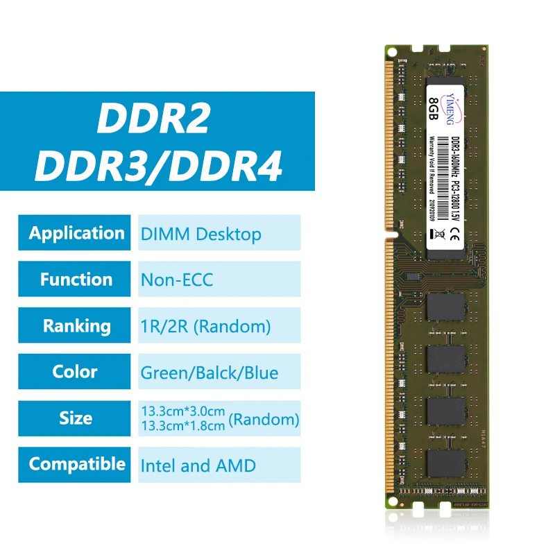 DDR2 DDR3 DDR4 4GB/8GB/16GB Desktop Memories Ram DIMM PC2 667 800Mhz PC3 8500 10600 12800 PC4 2133 2400 2666 3200Mhz Memory Ram