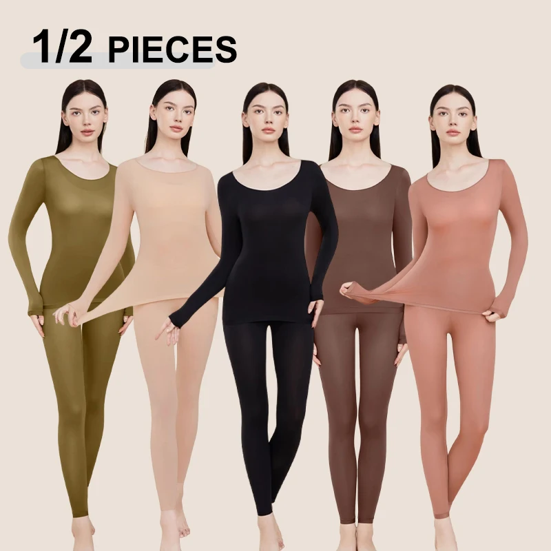 Seamless Thermal Underwear Women  Ladies Autumn Winter Bottoming Shirt Trousers Female Single Layer Thermal Shaping Clothes