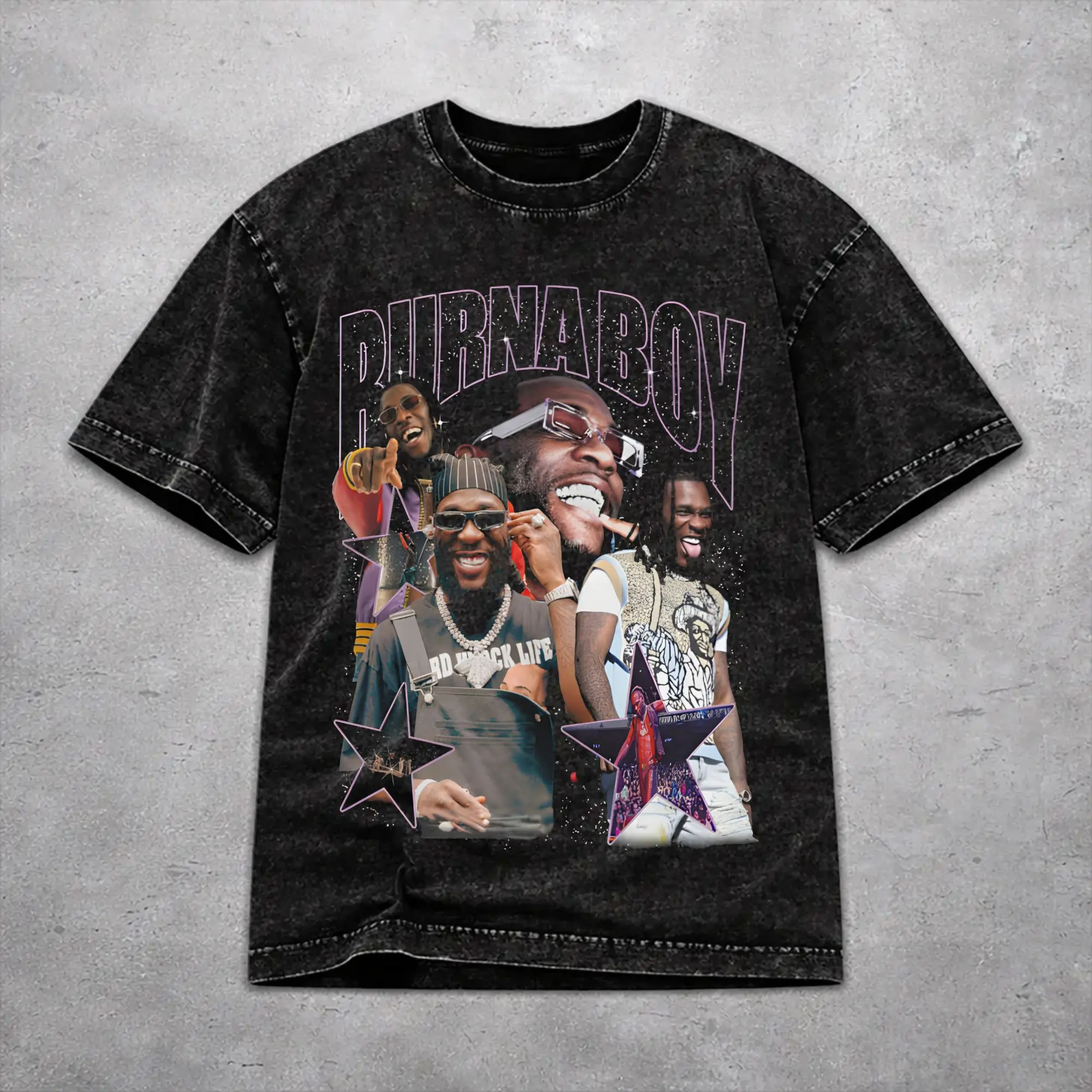 Men Women Vintage Washed T-shirts Burna Boy Singer Print T Shirt Accessories Oversize  Tee Shirt