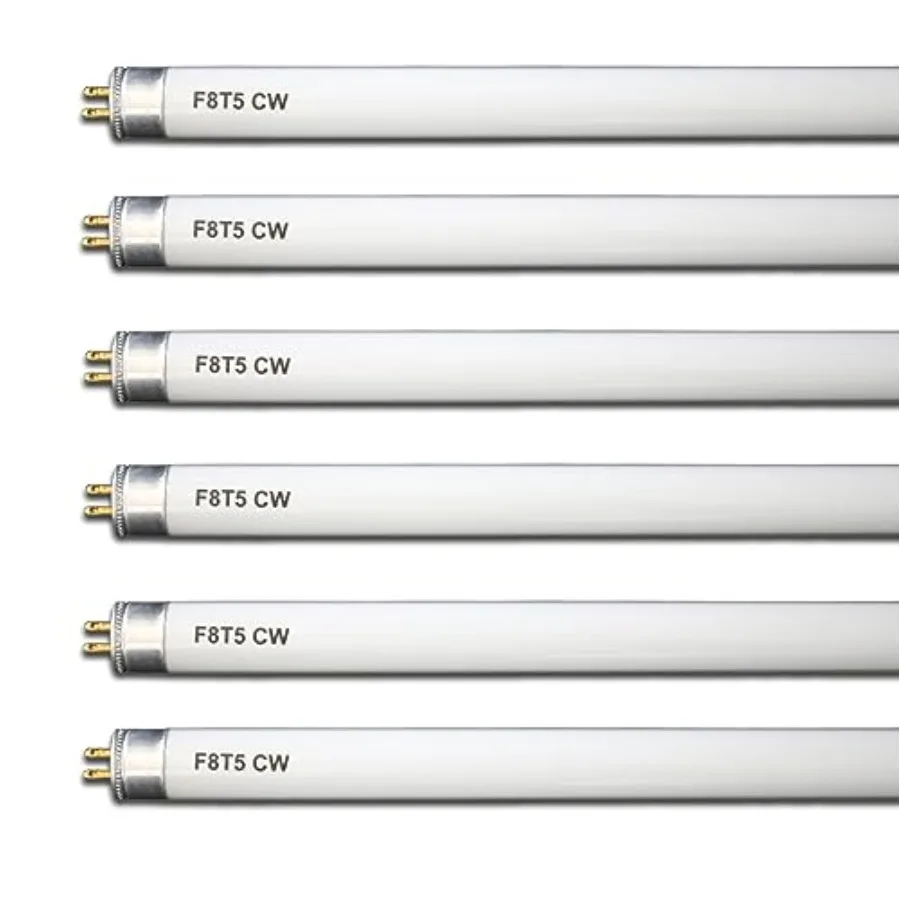 

6 Pack F8T5/CW 4100K 12'' Linear Fluorescent Light Bulb, 8W Cool White T5 Tube, G5 Mini Bi Pins Base Replacement for Under Cabi
