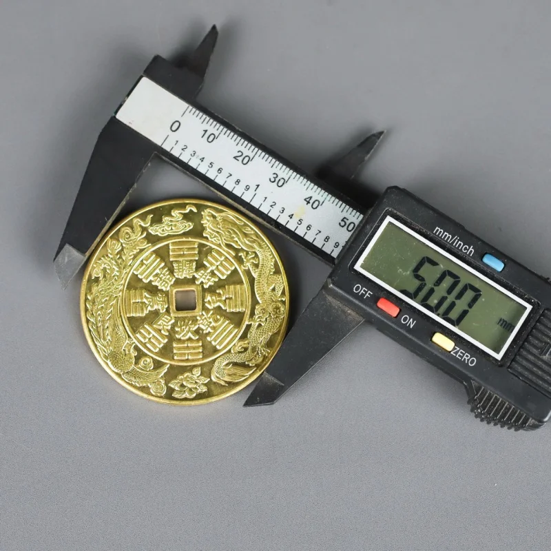 

50mm Pure Copper Antique Copper Coin Bagua Gold List Inscription Original Color Money Pendant Dragon Phoenix Thickened Collectio