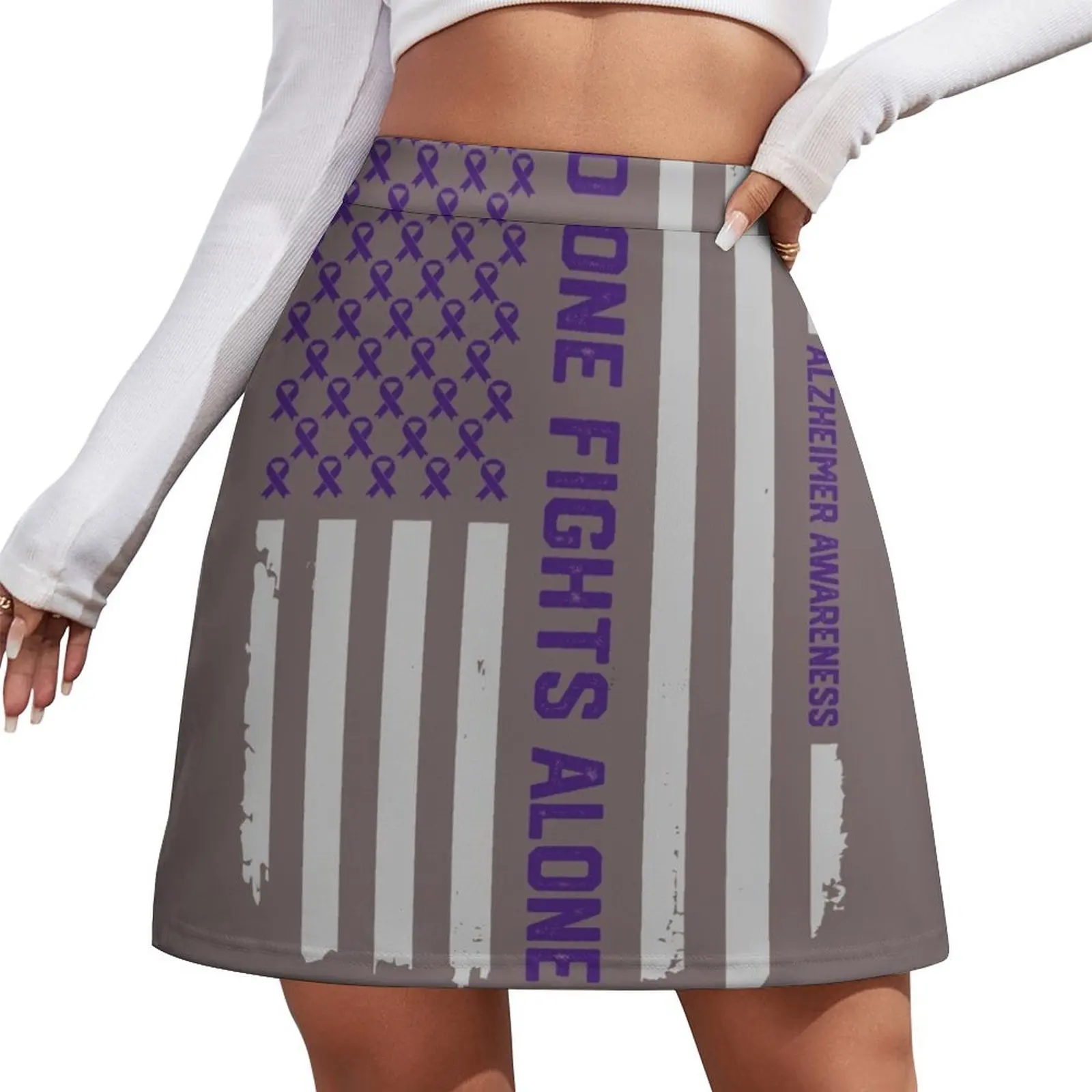 

Alzheimer's Awareness Shirts - Alzheimers Awareness American Flag Mini Skirt skorts for women korean style clothes