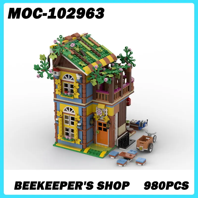 

MOC- 102963 Магазин пчеловода Магазин пчеловода Строительные блоки DIY Модель Кирпичи Головоломки Игрушки Кирпичи Подарки на день рождения 980 шт.