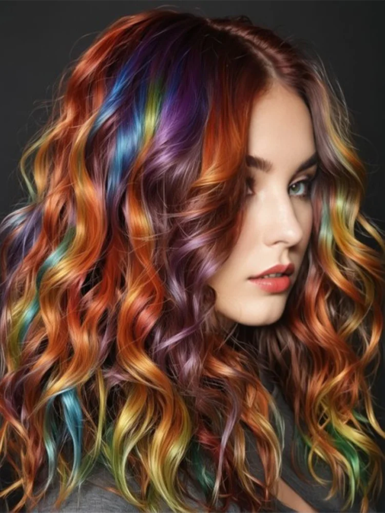20 pouces coloré bouclés ondulés fête met en évidence pince en postiches synthétiques 8 Pack bouclés Extensions de cheveux colorés pour les femmes