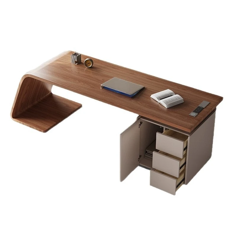 South American walnut desk household Italian minimalist study high-end light luxury solid wood computer desk 5