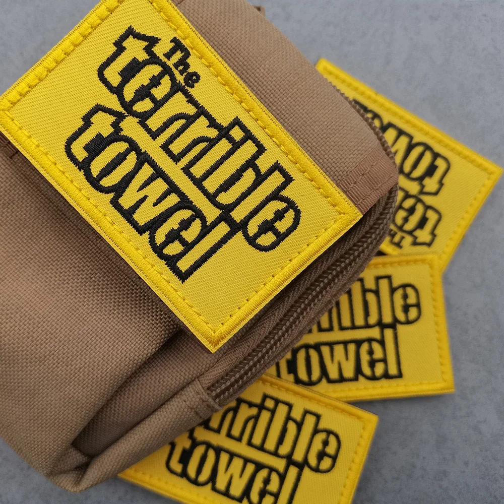 The Terrible Towel Yellow Color Embroidery Funny Letter Clothing Label Patch Sew-On The Bag Hat Man's Pouch Decorate