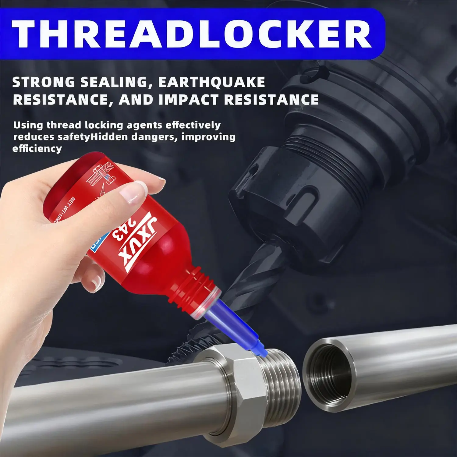 

9 шт. резьбовой крепеж средней прочности 243, винтовой противоскользящий клей, быстроотверждаемый резьбовой крепеж.