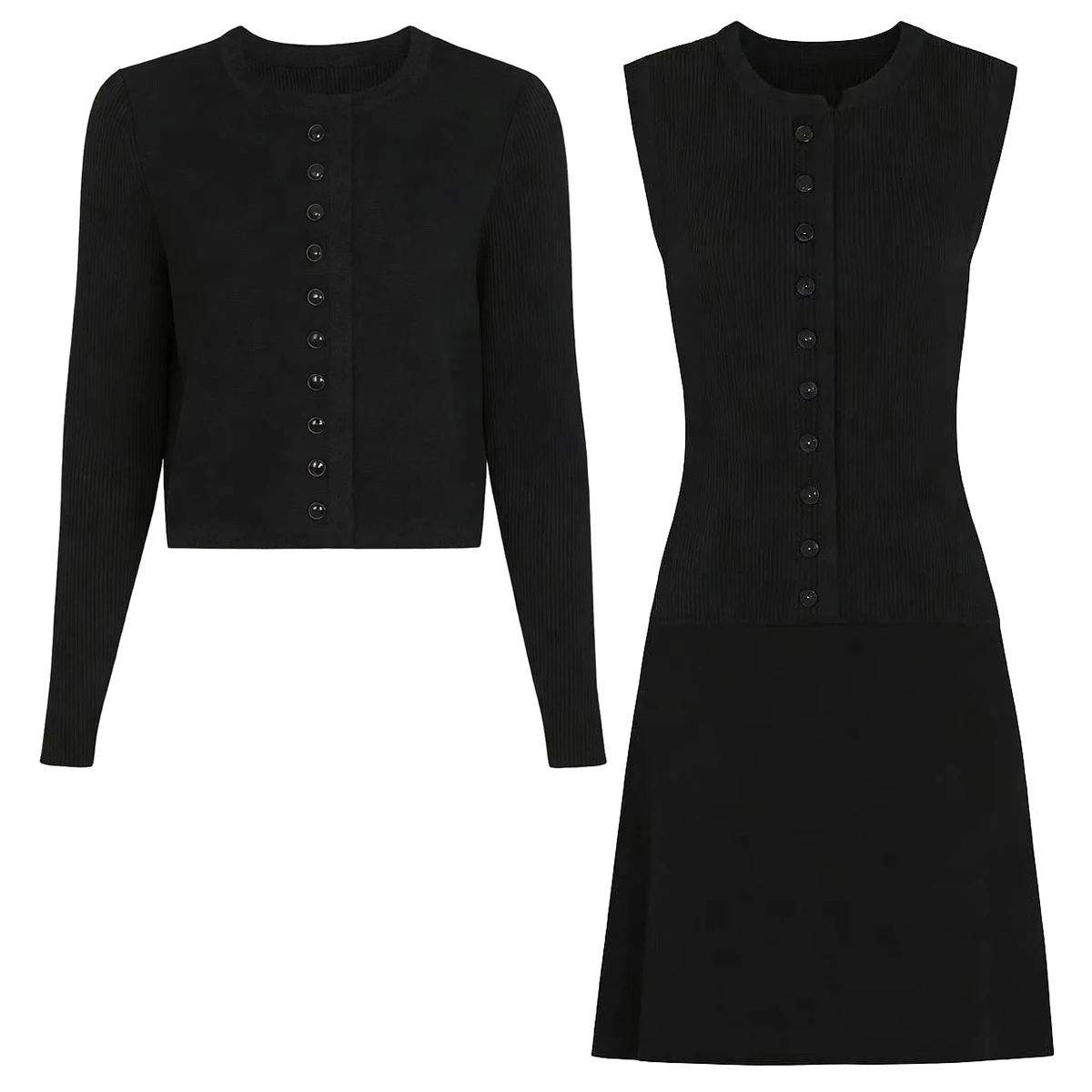 

2608 Высококачественный модный комплект для женщин: вязаный топ с длинными рукавами и платье для повседневной носки, весна-осень