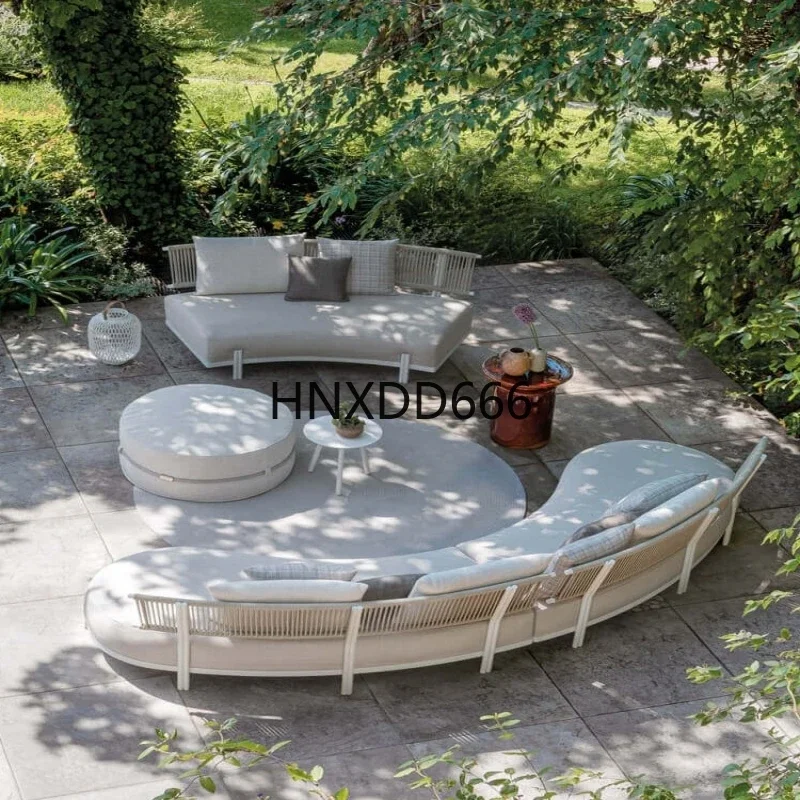 Curved outdoor sofa rattan courtyard waterproof and sunscreen furniture