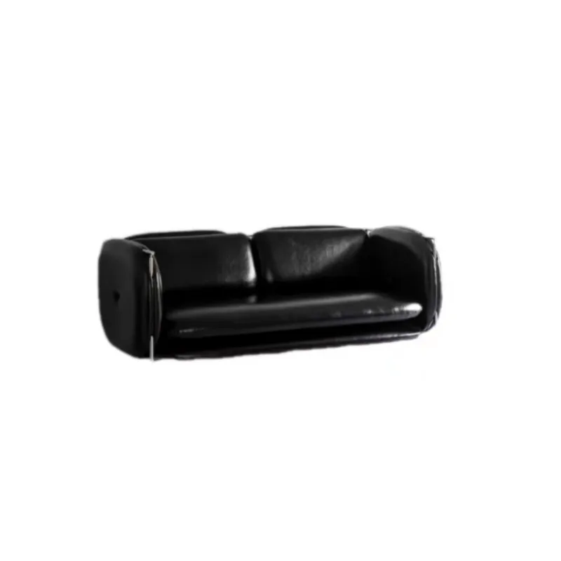 

Italian minimalist retro Bauhaus sofa light luxury medieval Corbusier size apartment stainless steel black sofa